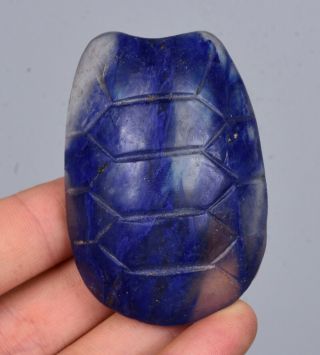 2.  4 " Old China Hongshan Culture Blue Crystal Carved Turtle Shell Pendant Amulet