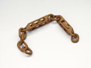 Antique Folk Art Primitive Wood Carved Whimsy Ball And Chain Sailor Prison Art