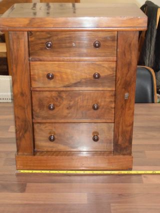 Antique Victorian 4 Drawer Mahogany Table Top Wellington Collectors Chest