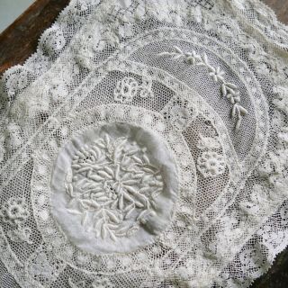Antique Normandy Lace Handkerchief Pocket Case