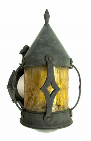Vintage Antique Rustic Cast Metal Gothic Medieval Witch Hat Wall Sconce Light