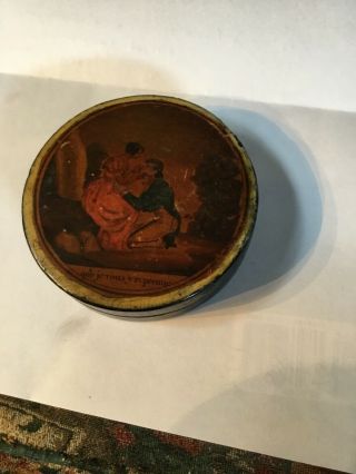 18th Early 19th Century Fancy French Paper - mache Snuff Box With Scene 1780 - 1820 7