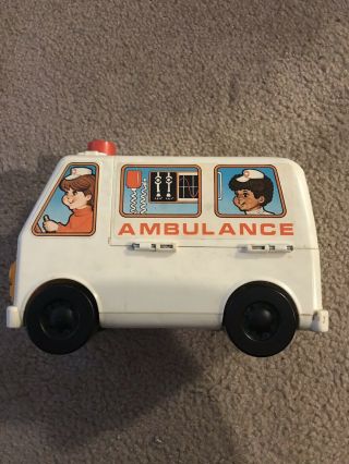 Vintage 1978 Tomy Toy Ambulance Toy Paramedic Van Emergency Vehicle W/ Figure