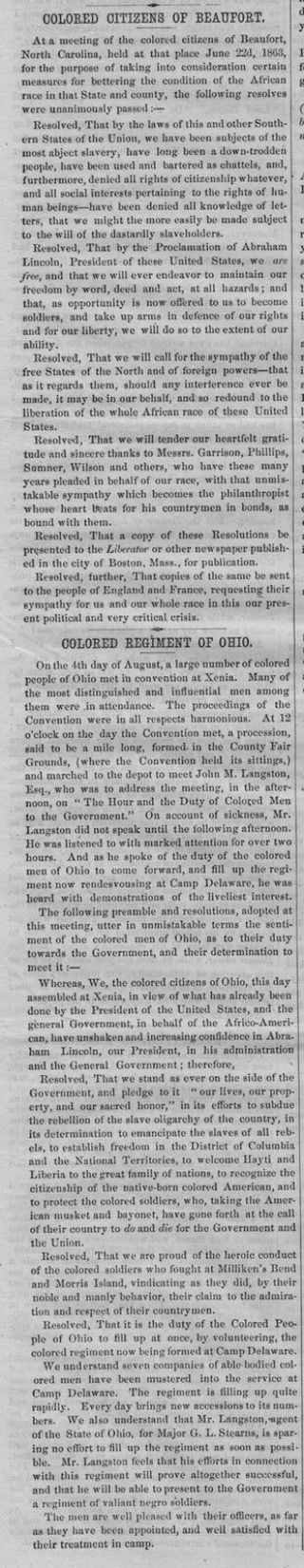 NEGRO SOLDIERS IN THE CIVIL WAR SLAVES COLORED CITIZENS ANTI SLAVERY NEWSPAPER 6