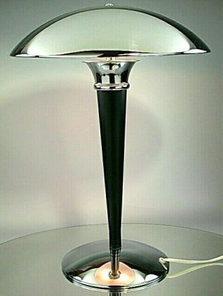 Vintage Art Deco Bauhaus Modernist Design Table Lamp Desk Light Chrome Black Rod