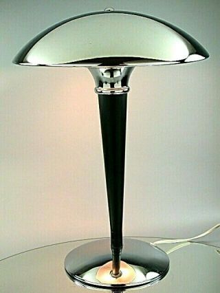 VINTAGE ART DECO BAUHAUS MODERNIST DESIGN TABLE LAMP DESK LIGHT CHROME BLACK ROD 2