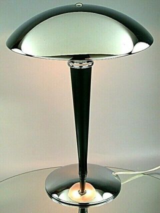 VINTAGE ART DECO BAUHAUS MODERNIST DESIGN TABLE LAMP DESK LIGHT CHROME BLACK ROD 3