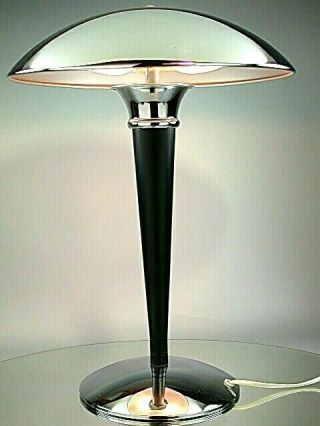VINTAGE ART DECO BAUHAUS MODERNIST DESIGN TABLE LAMP DESK LIGHT CHROME BLACK ROD 4