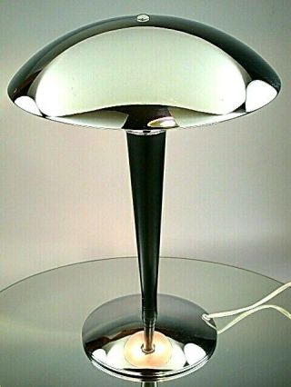 VINTAGE ART DECO BAUHAUS MODERNIST DESIGN TABLE LAMP DESK LIGHT CHROME BLACK ROD 5