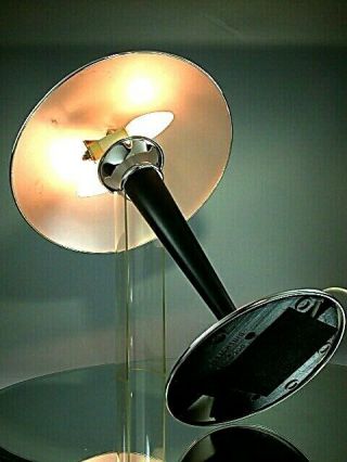 VINTAGE ART DECO BAUHAUS MODERNIST DESIGN TABLE LAMP DESK LIGHT CHROME BLACK ROD 7