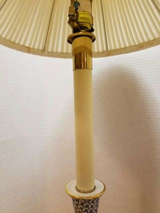 Vintage Frederick Cooper Candlestick Lamp tall blue & white porcelain & brass 7