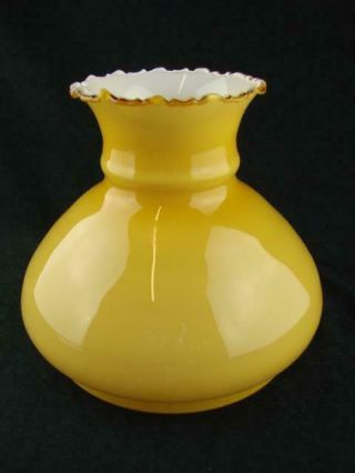 Vintage Amber & Milk Glass Vesta Oil Lamp Shade 14.  5cm Fitter Decorative Top Rim