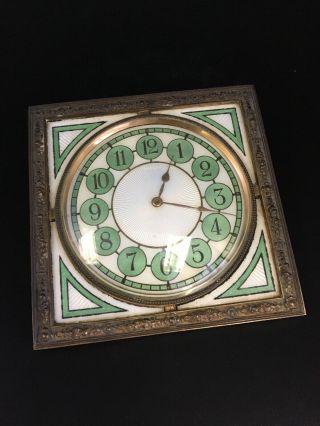 Art Deco Guilloche Enamel Bronze Clock (250011)
