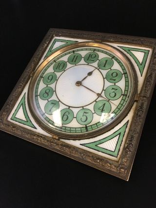 Art Deco Guilloche Enamel Bronze Clock (250011) 2