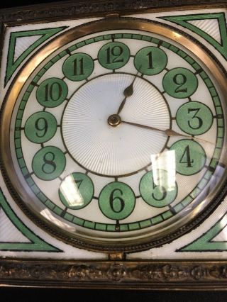 Art Deco Guilloche Enamel Bronze Clock (250011) 3