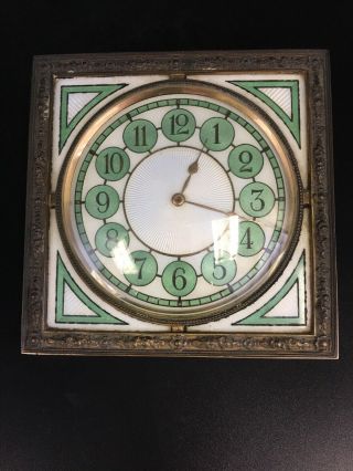 Art Deco Guilloche Enamel Bronze Clock (250011) 4