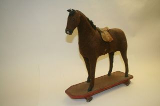 Antique Toy Horse On Platform 1910 Era