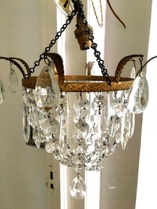Antique Crystal Chandelier Flower Crystals Icicles