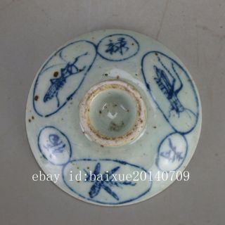 Chinese old hand - carved porcelain Blue & white insect pattern tureen c01 2