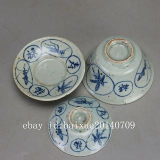 Chinese old hand - carved porcelain Blue & white insect pattern tureen c01 4