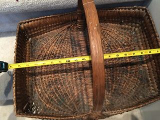Antique Southern Basket.  Hickory Or White Oak.  Unusual Shape.