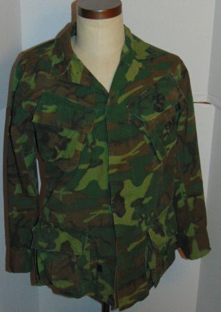 Vintage 1969 Us Marines Vietnam War Rip - Stop Slant Pocket Camo Shirt Alpha Sm