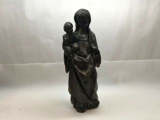 Vintage Wood Santo Madonna And Child Marked 1224