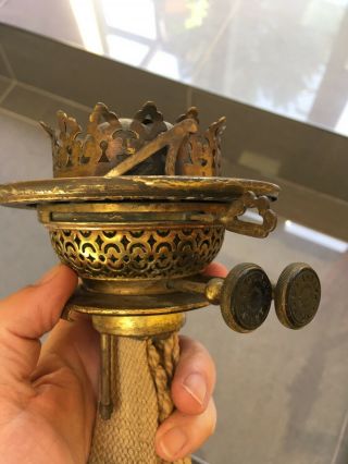 Antique English Victorian Young’s Patent Brass Oil Lamp Burner