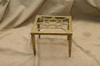 Antique Brass Fireplace Footed Pierced Trivet Hearthware 6.  25 Sq Architecture
