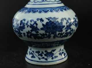 old chinese Underglaze Blue and White Porcelain flower Zun Bottle Pot Vase c01 3