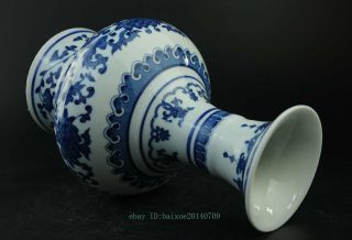 old chinese Underglaze Blue and White Porcelain flower Zun Bottle Pot Vase c01 5