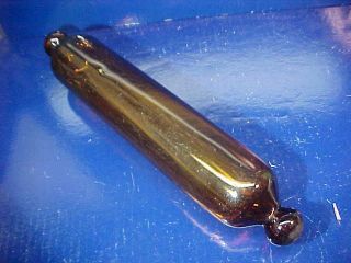 19thc Amber Color Blown Glass Rolling Pin