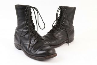 Vintage 60s Vietnam Black Leather Combat Boots Named Usa Mens Size 10.  5 R
