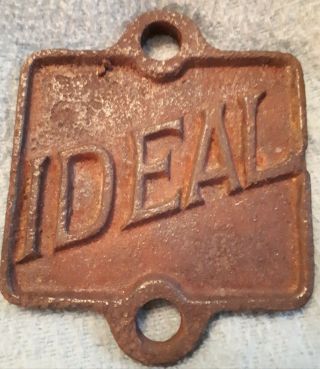 Rare Vintage Canadian? " Ideal Stove Company " Cast Iron Name Plate 4 " X 4.  75 "
