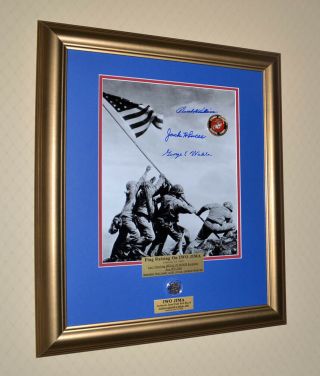 Signed Iwo Jima Autographs,  3 Moh,  Dvd,  Frame,  Sand,  Newspaper,  Uacc Rd 228