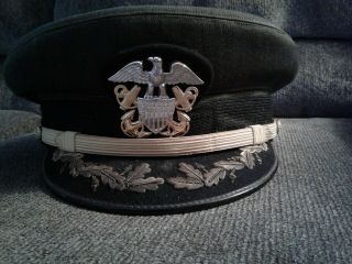 Usn Aviator Commander Bancroft Green Cover Hat Vintage