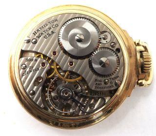 1946 Hamilton Grade 992B Mod 5 16s 21j 10K Yellow Gold Filled Pocket Watch L56 4