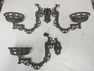 3 Vintage Cast Iron Wall Sconce Candle Holder With Bracket All Matching