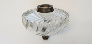 Antique Victorian Clear Heavy Glass Oil Lamp Font Vgc