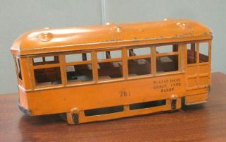 Vintage Kingsbury Pressed Steel Wind Up Trolley 781 Toy 9 - 1/4 "