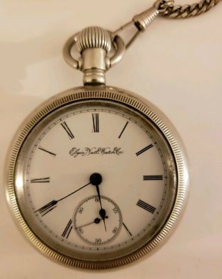 Antique 1885 ELGIN H.  H.  Taylor Victorian Silver Gents Pocket Watch 18s 12