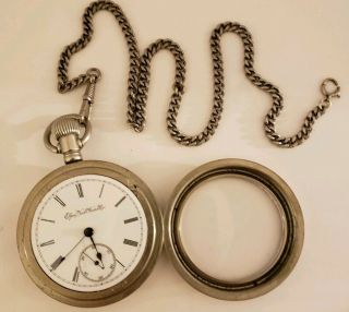 Antique 1885 ELGIN H.  H.  Taylor Victorian Silver Gents Pocket Watch 18s 3