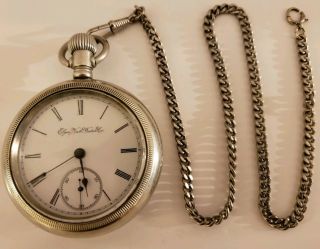 Antique 1885 ELGIN H.  H.  Taylor Victorian Silver Gents Pocket Watch 18s 7