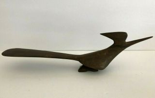 Vintage Mcm Carved Teak Wood Road Runner Bird Figurine 16 " Long