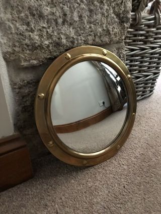 Vintage Brass Porthole Convex Round Mirror