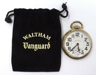 Running Vintage Mens Waltham Vanguard 16s 23j Gold Plated Pocket Watch L58
