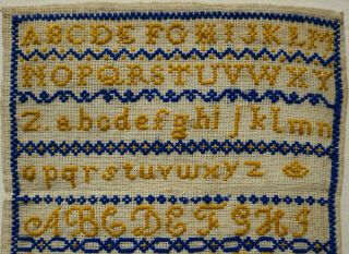 Small Mid/late 19th Century Alphabet Sampler By Kate Padman - 1873