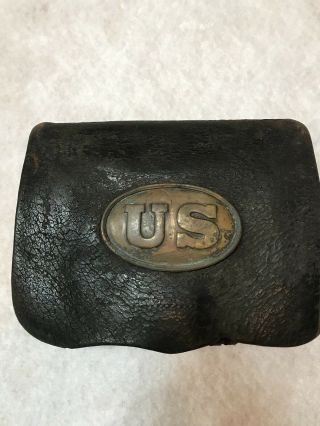 Civil War Union Cartridge Box With Plate And Freebies