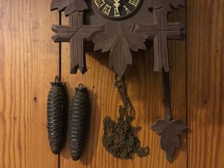 Vintage German Cuckoo Clock Hubert Herr With Weights Chain Pendulum 11” Tall 2