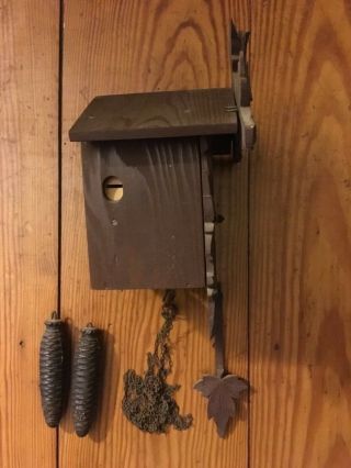 Vintage German Cuckoo Clock Hubert Herr With Weights Chain Pendulum 11” Tall 4